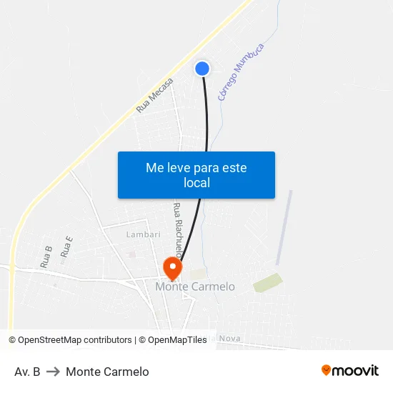 Av. B to Monte Carmelo map