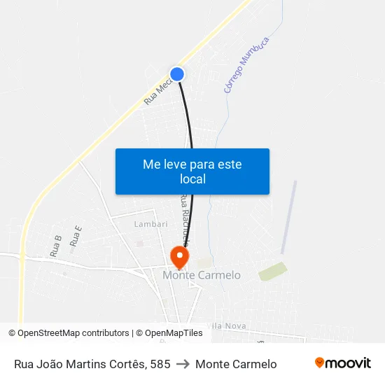 Rua João Martins Cortês, 585 to Monte Carmelo map