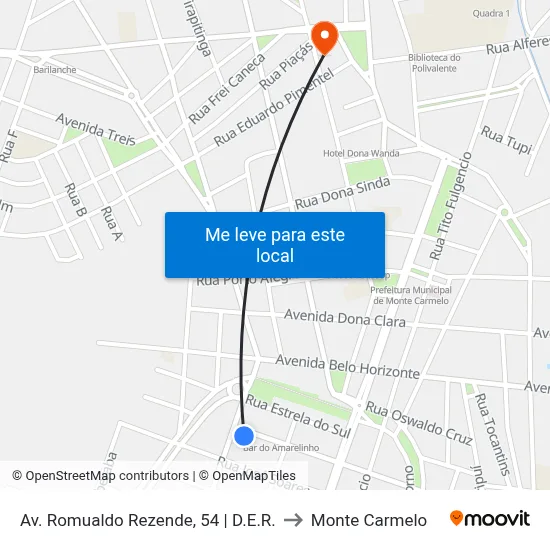 Av. Romualdo Rezende, 54 | D.E.R. to Monte Carmelo map
