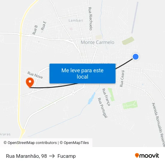 Rua Maranhão, 98 to Fucamp map