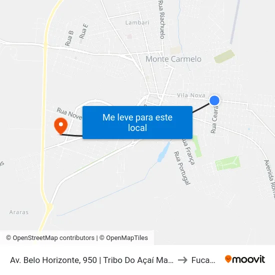 Av. Belo Horizonte, 950 | Tribo Do Açaí Mania to Fucamp map