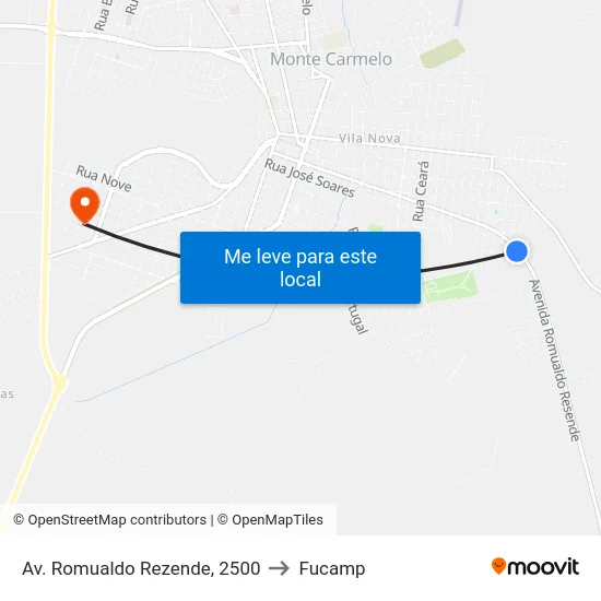 Av. Romualdo Rezende, 2500 to Fucamp map