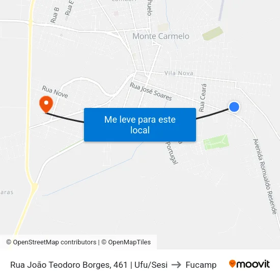Rua João Teodoro Borges, 461 | Ufu/Sesi to Fucamp map