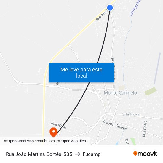 Rua João Martins Cortês, 585 to Fucamp map