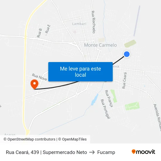 Rua Ceará, 439 | Supermercado Neto to Fucamp map