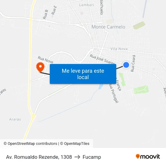 Av. Romualdo Rezende, 1308 to Fucamp map