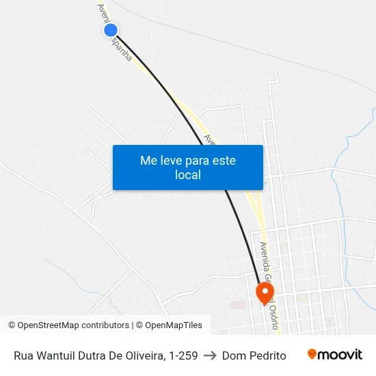 Rua Wantuil Dutra De Oliveira, 1-259 to Dom Pedrito map