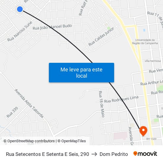 Rua Setecentos E Setenta E Seis, 290 to Dom Pedrito map