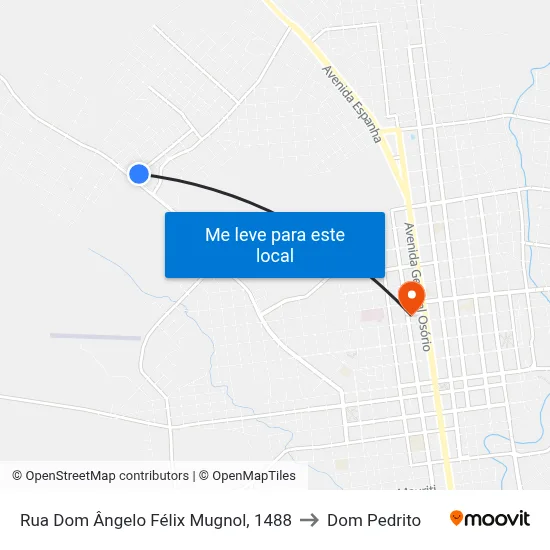 Rua Dom Ângelo Félix Mugnol, 1488 to Dom Pedrito map