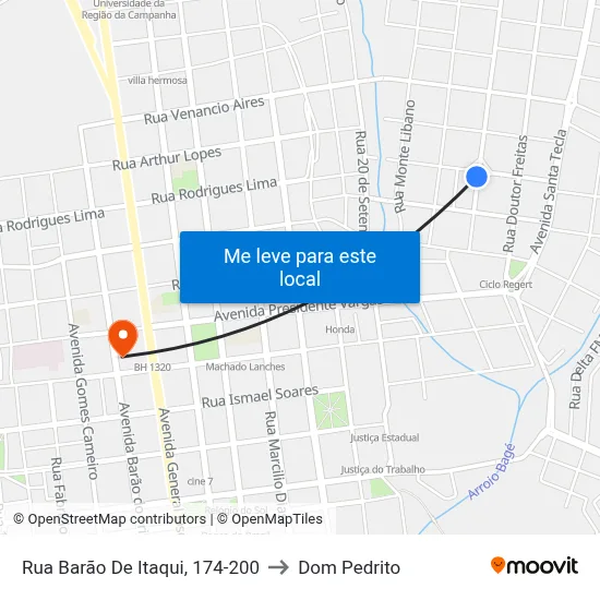 Rua Barão De Itaqui, 174-200 to Dom Pedrito map