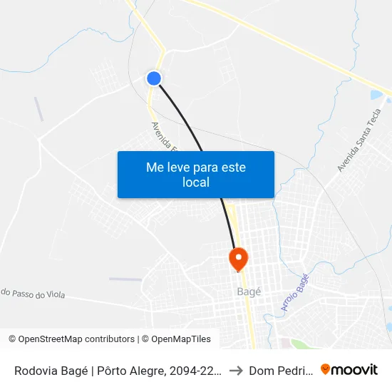 Rodovia Bagé | Pôrto Alegre, 2094-2230 to Dom Pedrito map