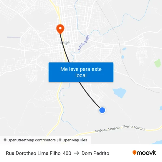 Rua Dorotheo Lima Filho, 400 to Dom Pedrito map
