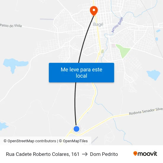Rua Cadete Roberto Colares, 161 to Dom Pedrito map