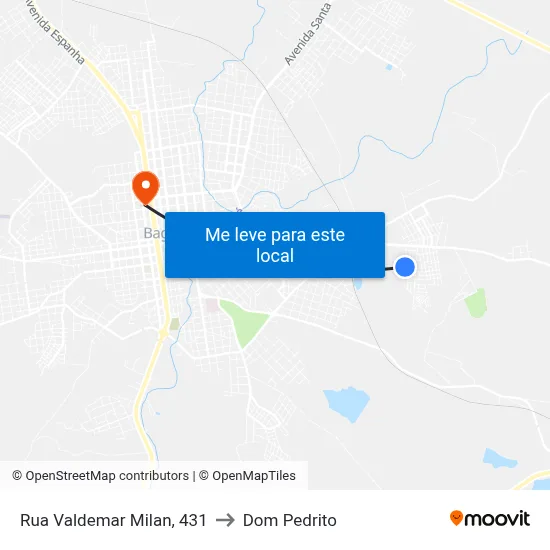 Rua Valdemar Milan, 431 to Dom Pedrito map