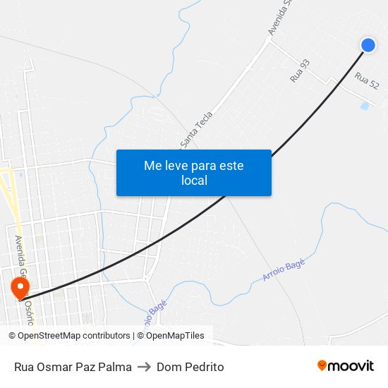 Rua Osmar Paz Palma to Dom Pedrito map