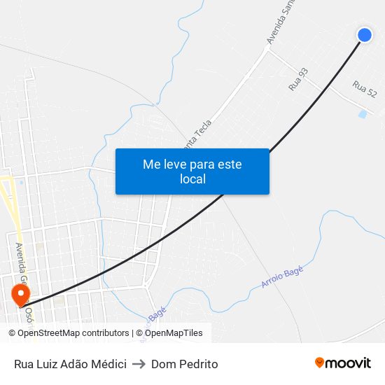 Rua Luiz Adão Médici to Dom Pedrito map