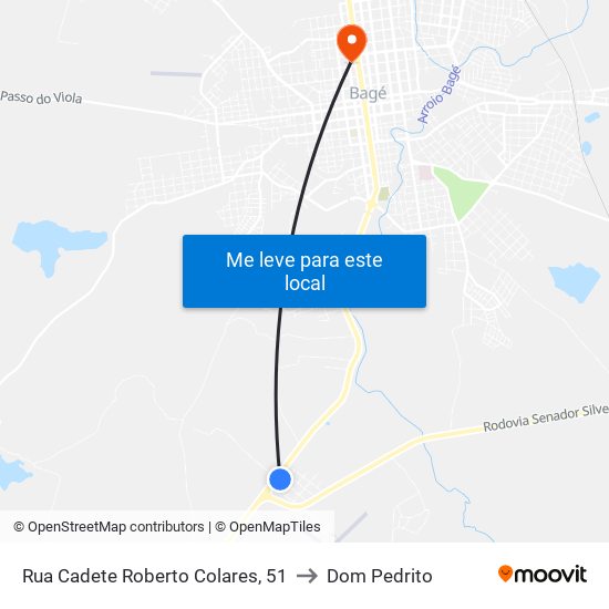 Rua Cadete Roberto Colares, 51 to Dom Pedrito map