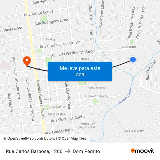 Rua Carlos Barbosa, 1266 to Dom Pedrito map