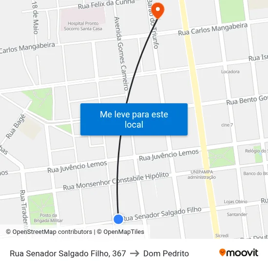 Rua Senador Salgado Filho, 367 to Dom Pedrito map