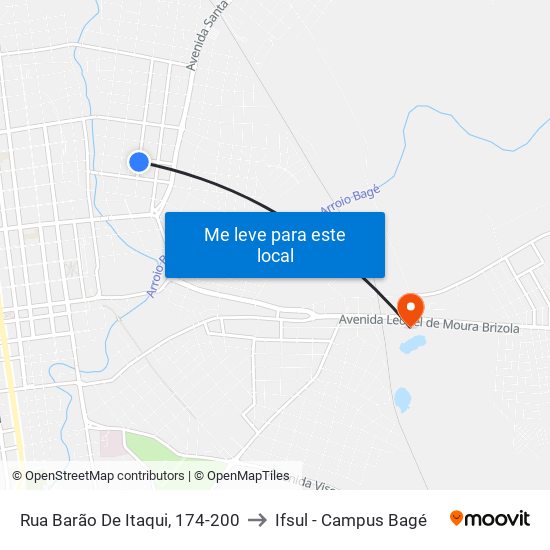 Rua Barão De Itaqui, 174-200 to Ifsul - Campus Bagé map