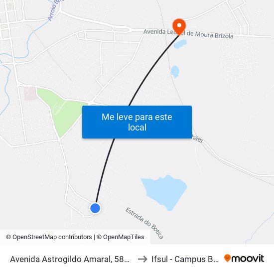 Avenida Astrogildo Amaral, 587-767 to Ifsul - Campus Bagé map