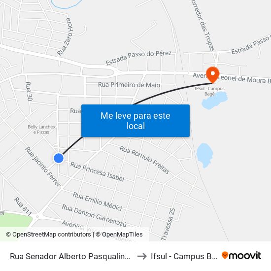 Rua Senador Alberto Pasqualine, 898 to Ifsul - Campus Bagé map