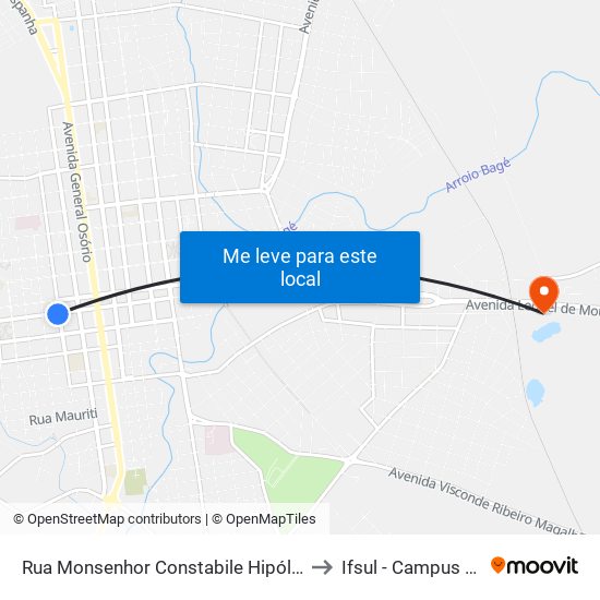 Rua Monsenhor Constabile Hipólito, 300 to Ifsul - Campus Bagé map