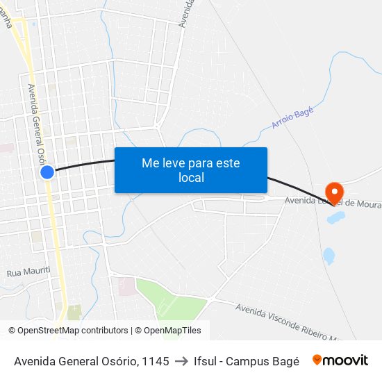 Avenida General Osório, 1145 to Ifsul - Campus Bagé map