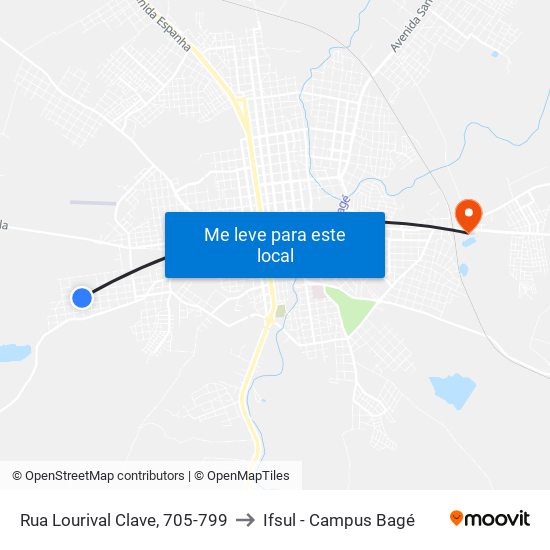 Rua Lourival Clave, 705-799 to Ifsul - Campus Bagé map