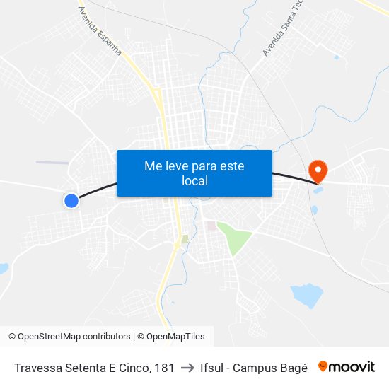 Travessa Setenta E Cinco, 181 to Ifsul - Campus Bagé map