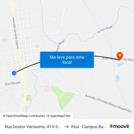 Rua Doutor Veríssimo, 415-569 to Ifsul - Campus Bagé map