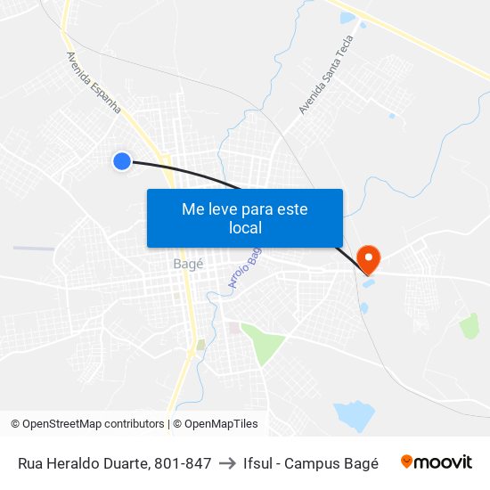 Rua Heraldo Duarte, 801-847 to Ifsul - Campus Bagé map