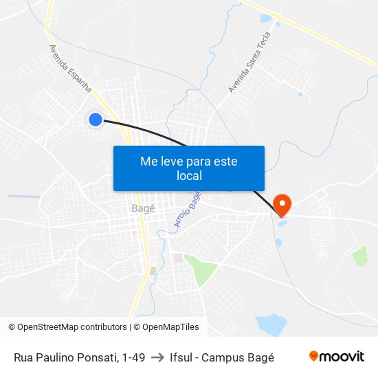 Rua Paulino Ponsati, 1-49 to Ifsul - Campus Bagé map