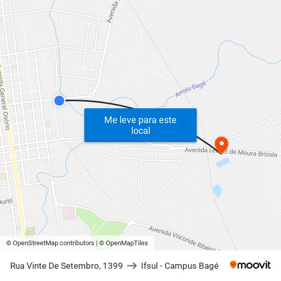 Rua Vinte De Setembro, 1399 to Ifsul - Campus Bagé map