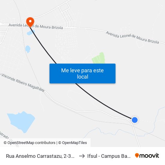 Rua Anselmo Carrastazu, 2-308 to Ifsul - Campus Bagé map