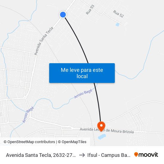 Avenida Santa Tecla, 2632-2778 to Ifsul - Campus Bagé map