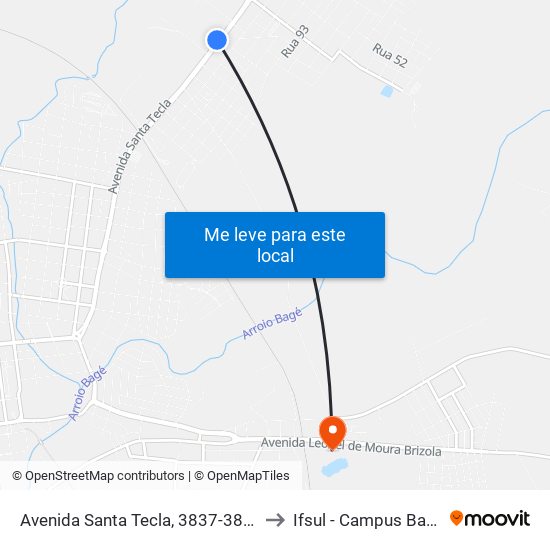 Avenida Santa Tecla, 3837-3889 to Ifsul - Campus Bagé map