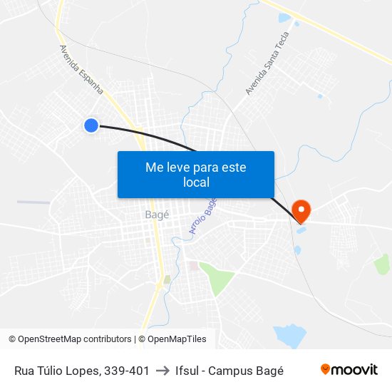 Rua Túlio Lopes, 339-401 to Ifsul - Campus Bagé map
