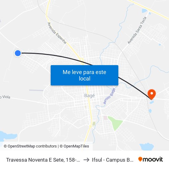 Travessa Noventa E Sete, 158-276 to Ifsul - Campus Bagé map