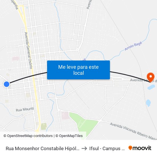 Rua Monsenhor Constabile Hipólito, 701 to Ifsul - Campus Bagé map