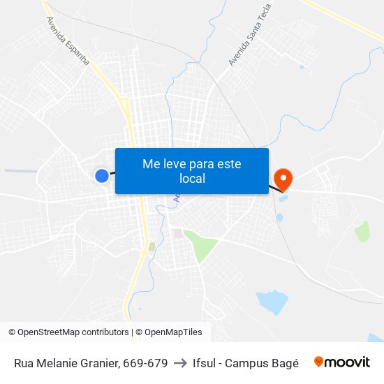 Rua Melanie Granier, 669-679 to Ifsul - Campus Bagé map