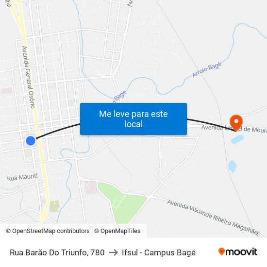 Rua Barão Do Triunfo, 780 to Ifsul - Campus Bagé map