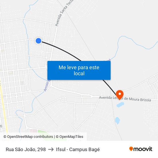 Rua São João, 298 to Ifsul - Campus Bagé map