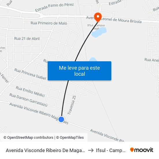 Avenida Visconde Ribeiro De Magalhães, 408-2274 to Ifsul - Campus Bagé map