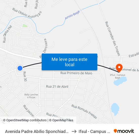 Avenida Padre Abílio Sponchiado, 1061 to Ifsul - Campus Bagé map