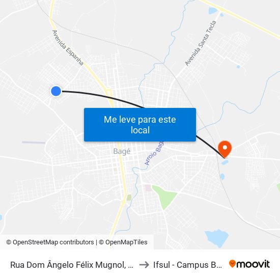 Rua Dom Ângelo Félix Mugnol, 1-91 to Ifsul - Campus Bagé map