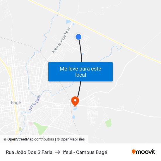 Rua João Dos S Faria to Ifsul - Campus Bagé map