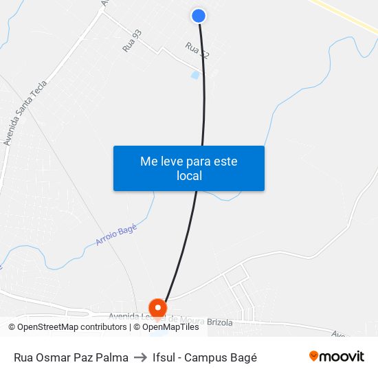 Rua Osmar Paz Palma to Ifsul - Campus Bagé map