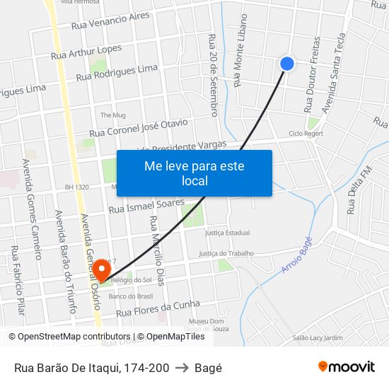 Rua Barão De Itaqui, 174-200 to Bagé map