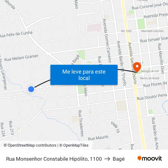 Rua Monsenhor Constabile Hipólito, 1100 to Bagé map